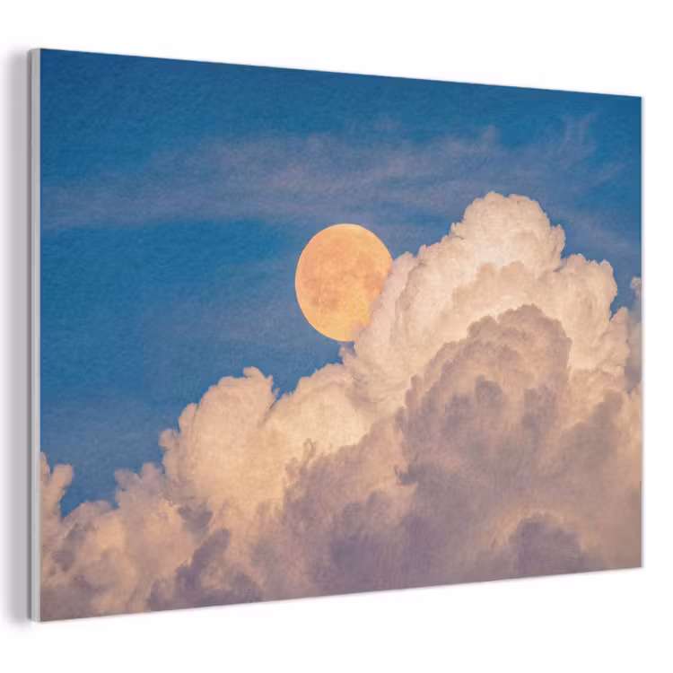Maan - Wolken - Natuur - Oranje PET vilt klein -3d