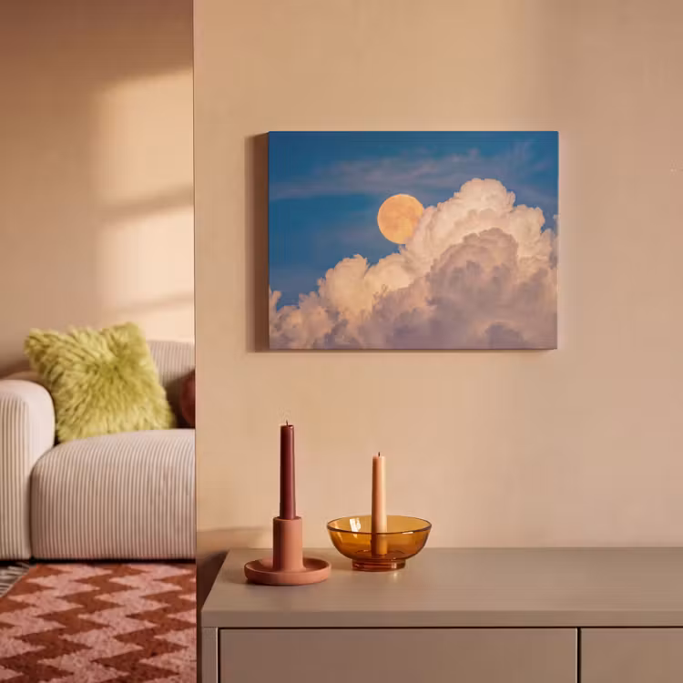 Maan - Wolken - Natuur - Oranje PET vilt klein -sfeer1