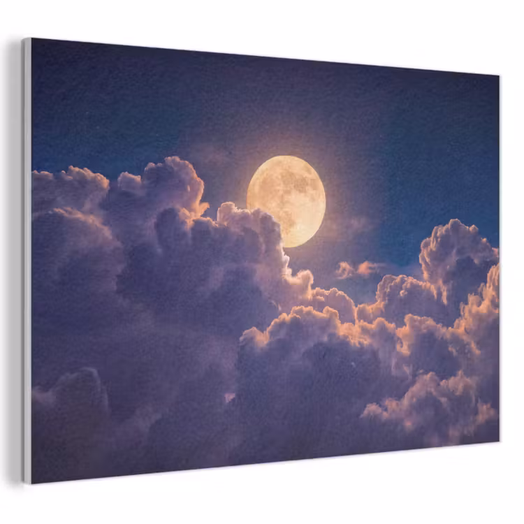 Maan - Wolken - Nacht - Oranje PET vilt klein -3d