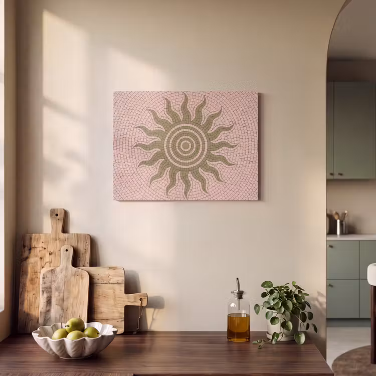 Mozaïek - Zon - Patroon - Klassiek - Roze PET vilt klein -sfeer2