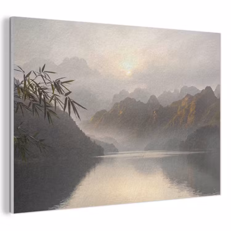 Bergen - Water - Mist - Natuur - Landschap PET vilt klein -3d