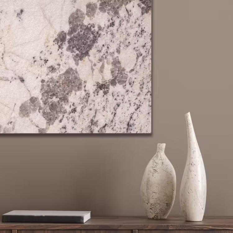 Natuursteen - Patroon - Abstract - Beige - Grijs PET vilt klein -sfeer6_closeup