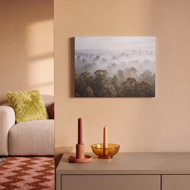 Natuur - Mist - Bos - Ochtend - Goud PET vilt klein -sfeer1