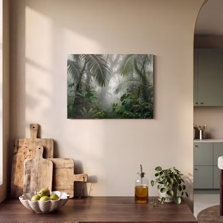 Natuur - Jungle - Mist - Tropisch - Groen PET vilt klein -sfeer2