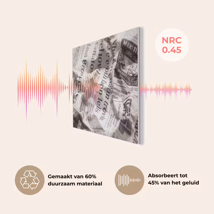 Krant - Gekreukeld - Textuur - Vintage - Zwart-wit PET vilt klein -USP_NL