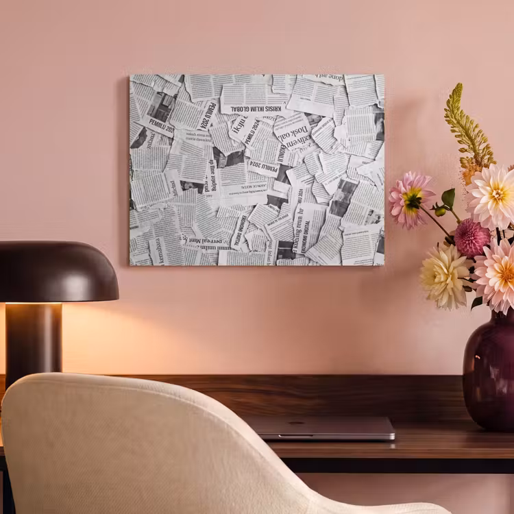 Krant - Versnipperd - Textuur - Zwart-wit - Abstract PET vilt klein -sfeer3
