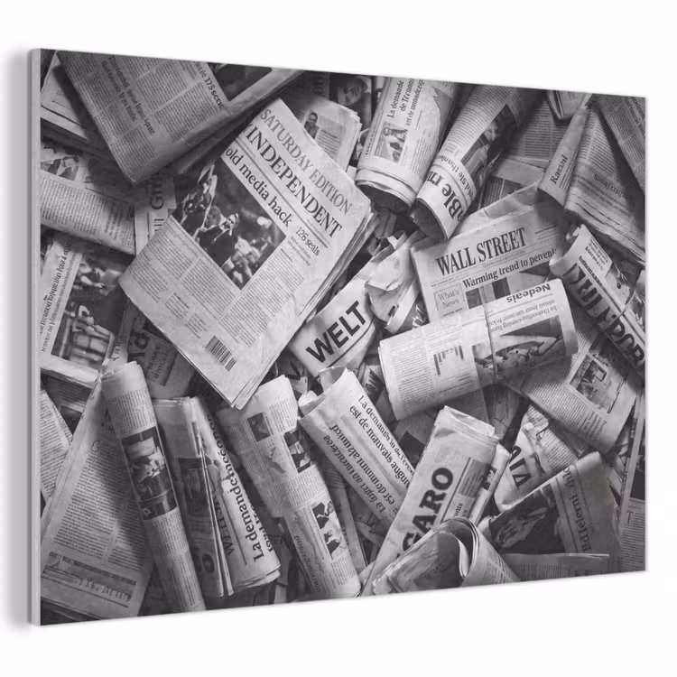 Krant - Stapel - Nieuws - Zwart-wit PET vilt klein -3d
