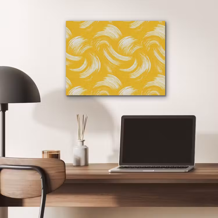 Verfstreken - Abstract - Dynamisch - Geel PET vilt klein 837 -sfeer5
