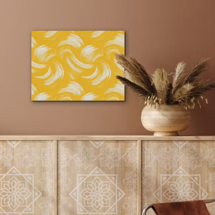 Verfstreken - Abstract - Dynamisch - Geel PET vilt klein 837 -sfeer4