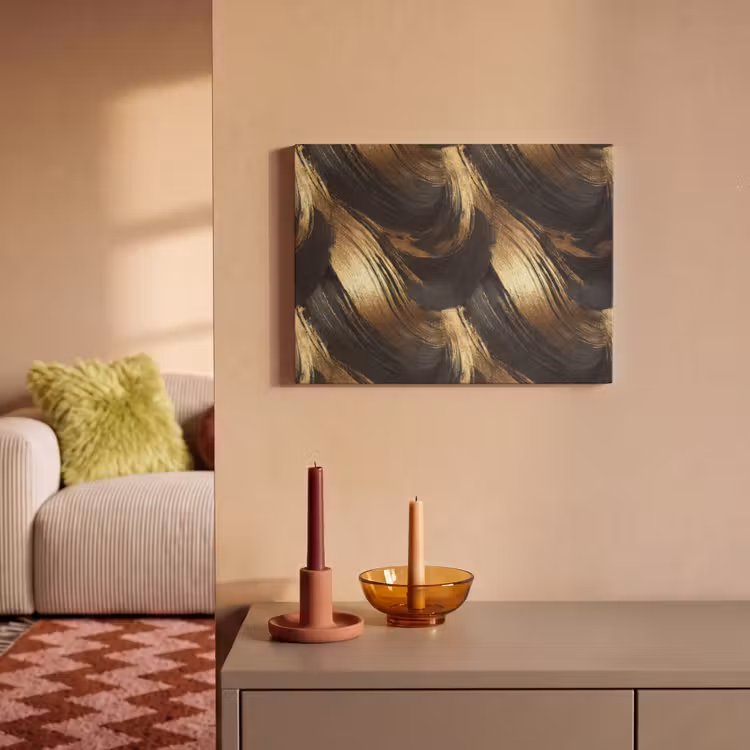 Verfstreken - Abstract - Goud - Zwart PET vilt klein 837 -sfeer1