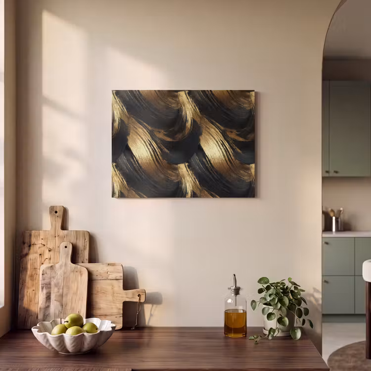 Verfstreken - Abstract - Goud - Zwart PET vilt klein 837 -sfeer2