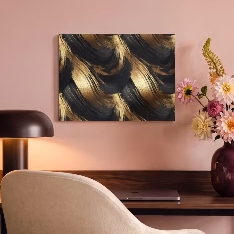 Verfstreken - Abstract - Goud - Zwart PET vilt klein 837 -sfeer3