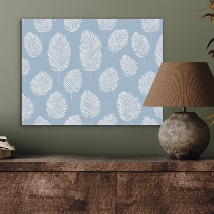 Palmbladeren - Naadloos - Patroon - Pastelblauw PET vilt klein 837 -sfeer2