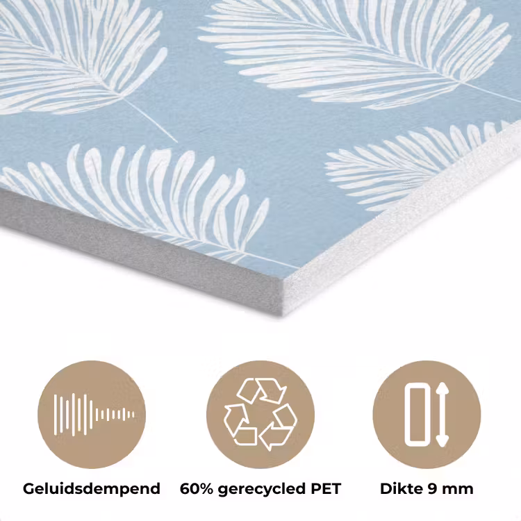 Palmbladeren - Naadloos - Patroon - Pastelblauw PET vilt klein 837 -closeup_NL