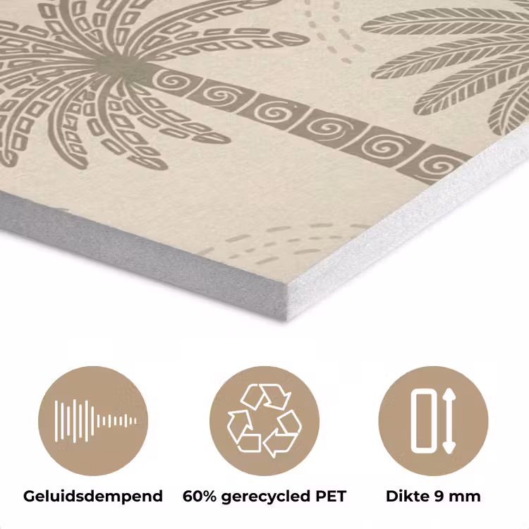 Palmbomen - Patroon - Tropisch - Beige PET vilt klein -closeup_NL