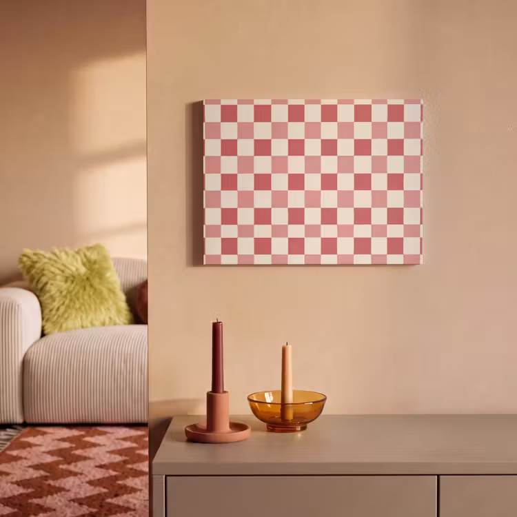 Patroon - Schaak - Roze PET vilt klein 837 -sfeer1