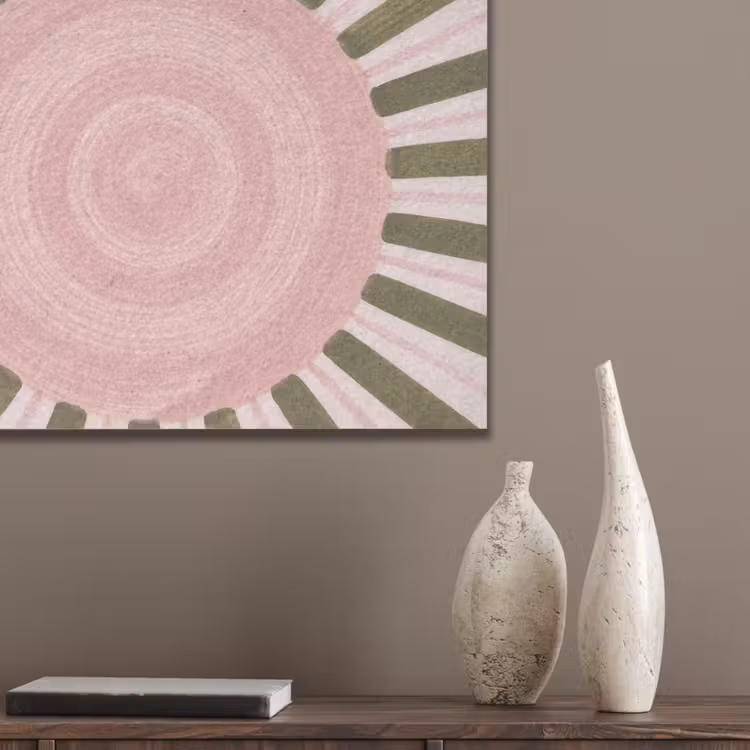 Patroon - Cirkel - Stralen - Abstract - Roze PET vilt klein -sfeer6_closeup