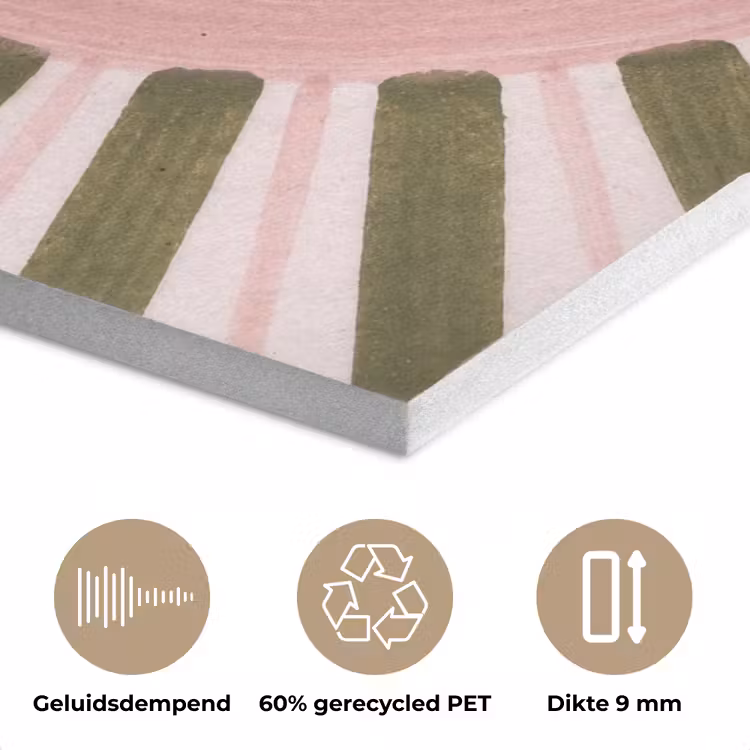 Patroon - Cirkel - Stralen - Abstract - Roze PET vilt klein -closeup_NL