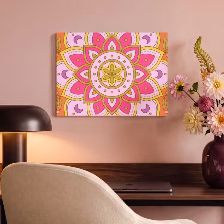 Patroon - Bloemmotief - Decoratie - Abstract - Roze PET vilt klein -sfeer3