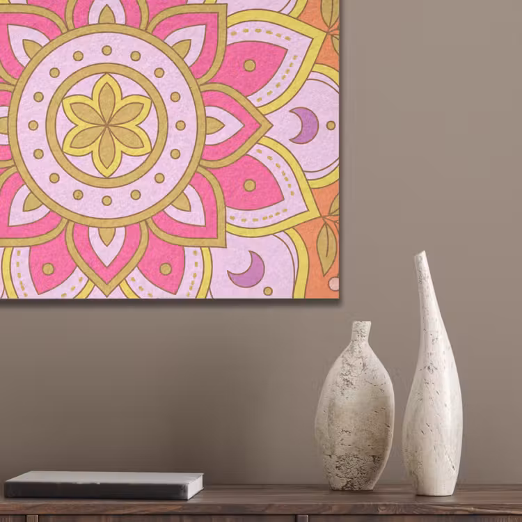 Patroon - Bloemmotief - Decoratie - Abstract - Roze PET vilt klein -sfeer6_closeup