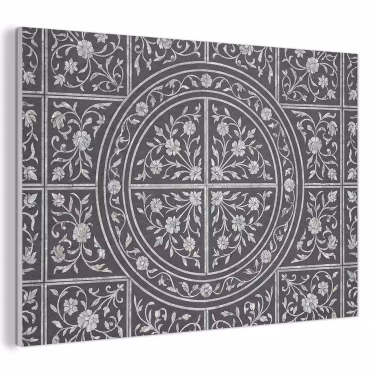 Patroon - Bloemmotief - Decoratie - Klassiek - Zwart PET vilt klein -3d