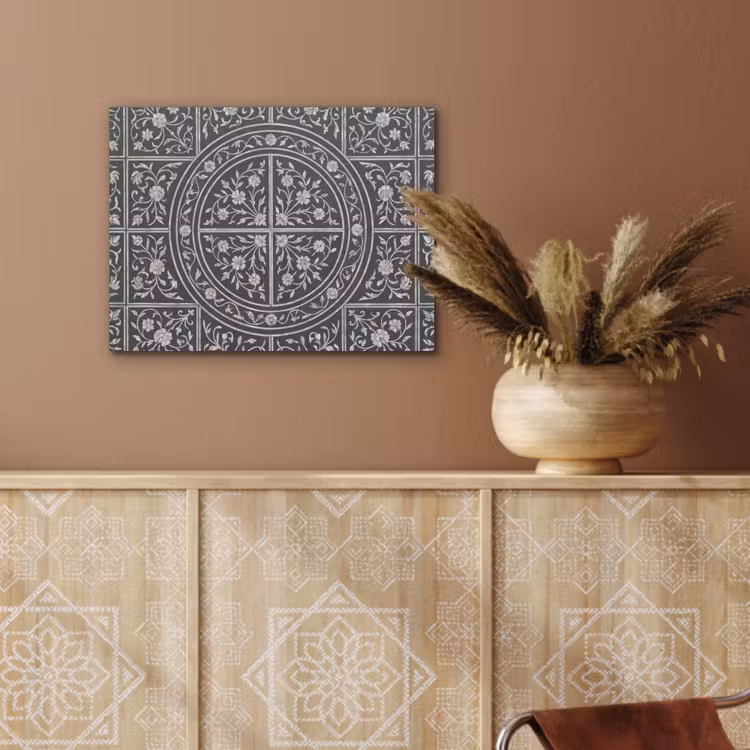 Patroon - Bloemmotief - Decoratie - Klassiek - Zwart PET vilt klein -sfeer4