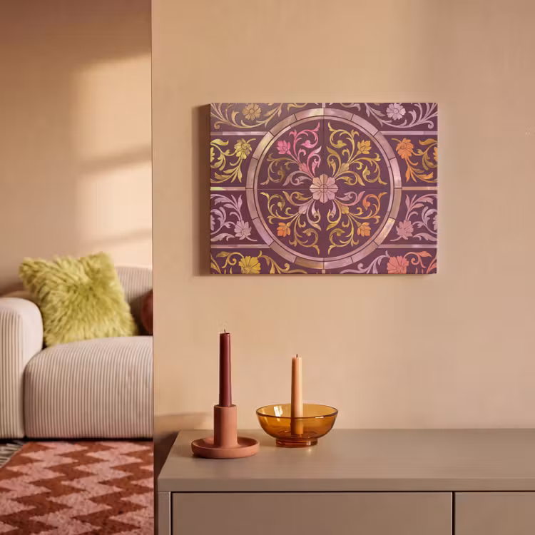 Patroon - Floraal - Oosters - Paars - Goud PET vilt klein -sfeer1