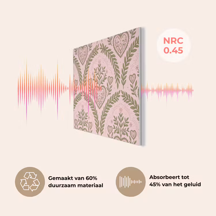 Patroon - Hart - Bloemen - Folkloristisch - Roze PET vilt klein -USP_NL