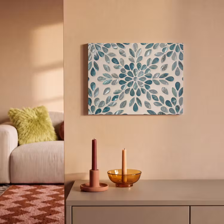 Patroon - Bladeren - Abstract - Modern - Turquoise PET vilt klein -sfeer1