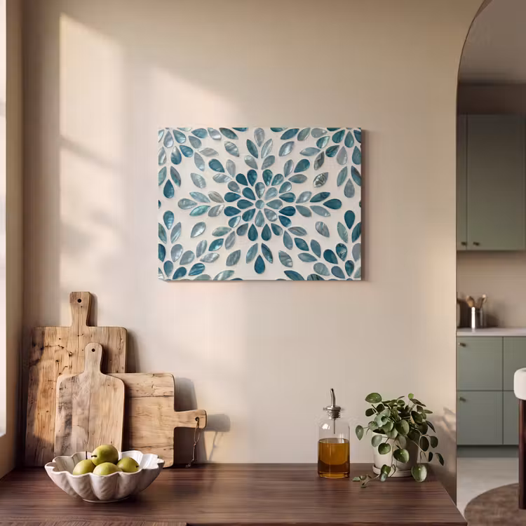Patroon - Bladeren - Abstract - Modern - Turquoise PET vilt klein -sfeer2