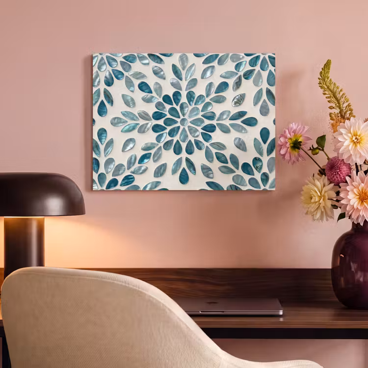 Patroon - Bladeren - Abstract - Modern - Turquoise PET vilt klein -sfeer3