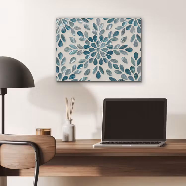 Patroon - Bladeren - Abstract - Modern - Turquoise PET vilt klein -sfeer5