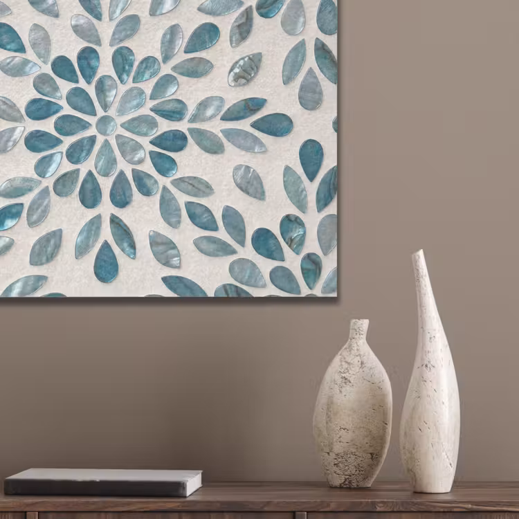 Patroon - Bladeren - Abstract - Modern - Turquoise PET vilt klein -sfeer6_closeup