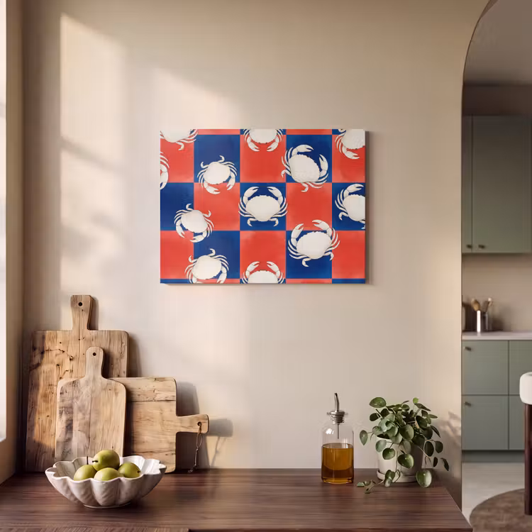 Patroon - Zeeleven - Rood - Blauw - Abstract PET vilt klein -sfeer2