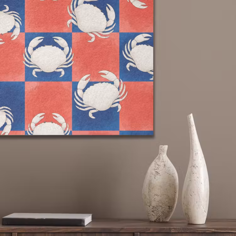 Patroon - Zeeleven - Rood - Blauw - Abstract PET vilt klein -sfeer6_closeup