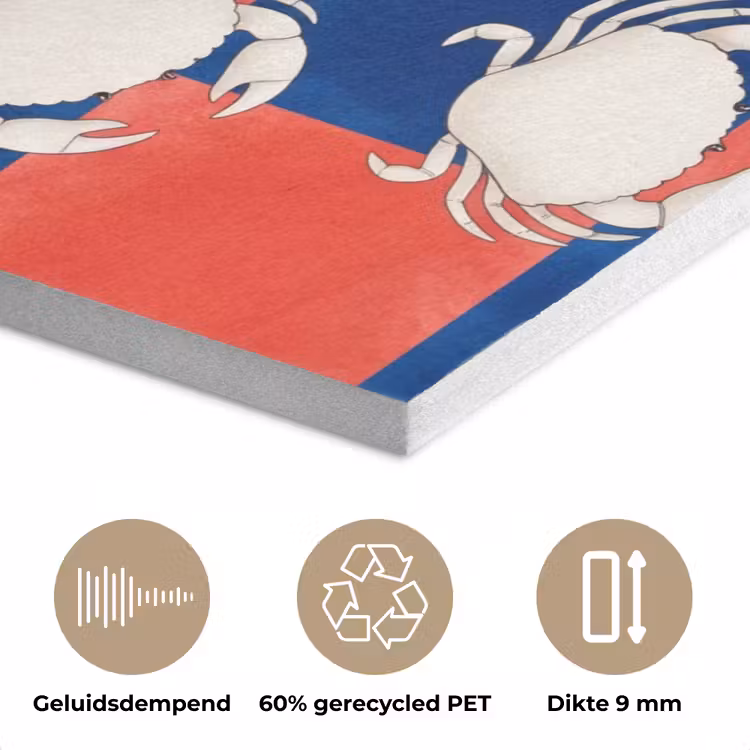 Patroon - Zeeleven - Rood - Blauw - Abstract PET vilt klein -closeup_NL