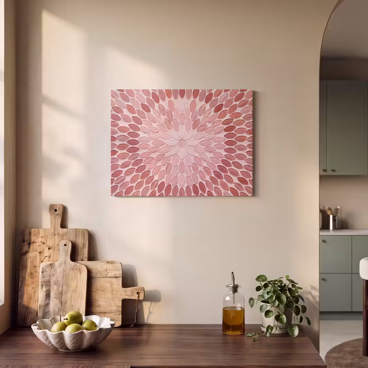 Patroon - Mozaïek - Ovaal - Abstract - Roze PET vilt klein -sfeer2