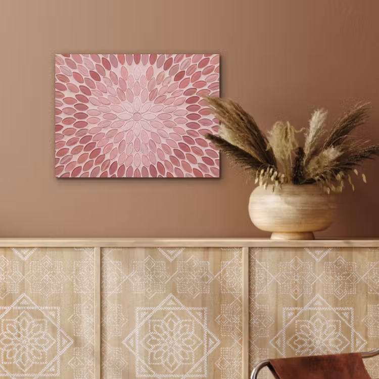 Patroon - Mozaïek - Ovaal - Abstract - Roze PET vilt klein -sfeer4