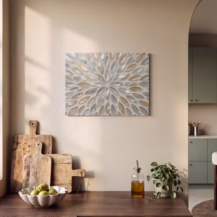 Patroon - Ovaal - Glanzend - Abstract - Beige PET vilt klein -sfeer2