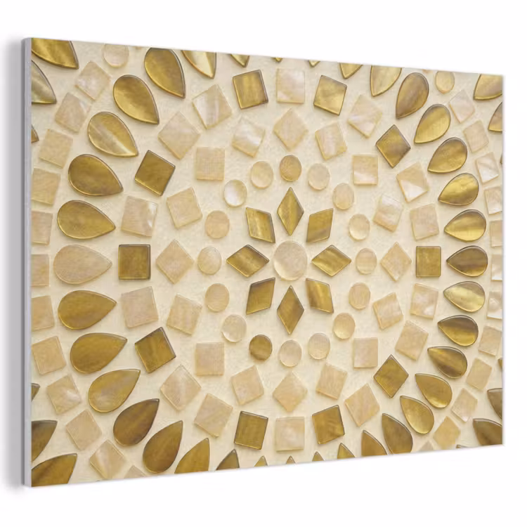 Patroon - Vormen - Mozaïek - Abstract - Goud PET vilt klein -3d