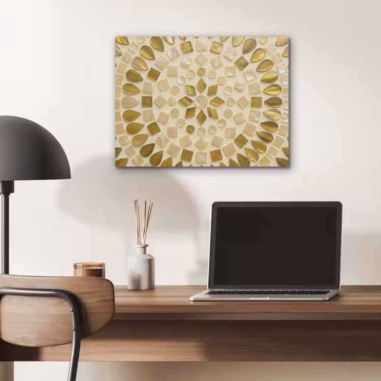 Patroon - Vormen - Mozaïek - Abstract - Goud PET vilt klein -sfeer5