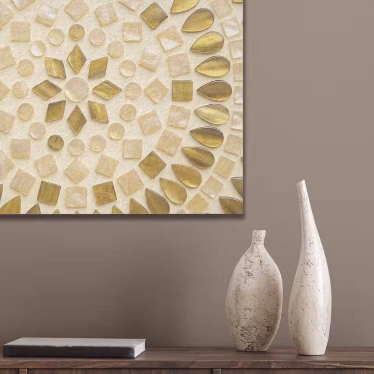 Patroon - Vormen - Mozaïek - Abstract - Goud PET vilt klein -sfeer6_closeup
