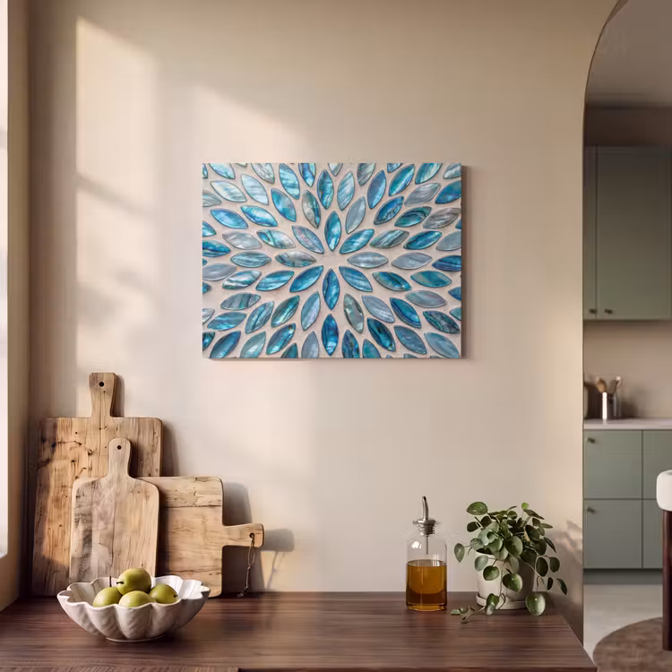 Patroon - Glans - Abstract - Blauw - Decoratie PET vilt klein -sfeer2