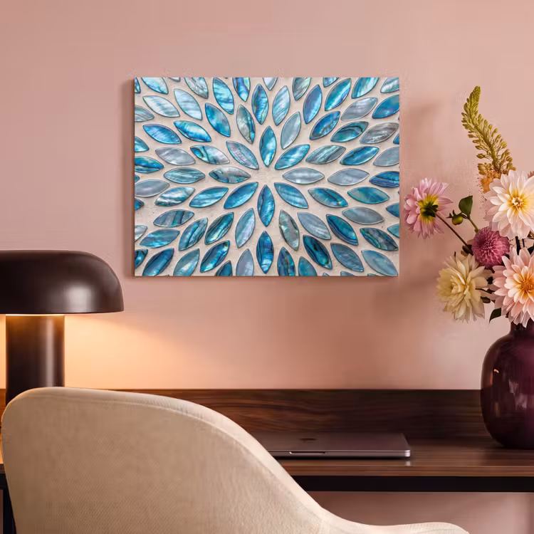 Patroon - Glans - Abstract - Blauw - Decoratie PET vilt klein -sfeer3