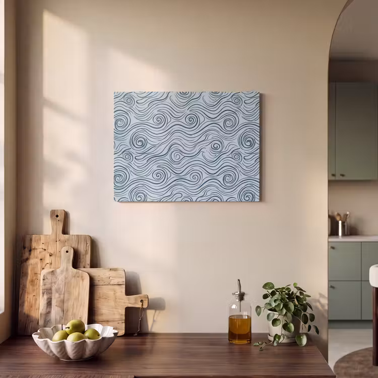Patroon - Golven - Abstract - Modern - Blauw PET vilt klein -sfeer2