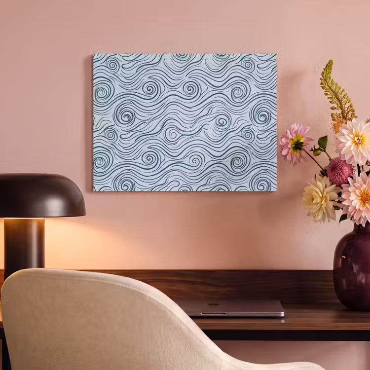 Patroon - Golven - Abstract - Modern - Blauw PET vilt klein -sfeer3