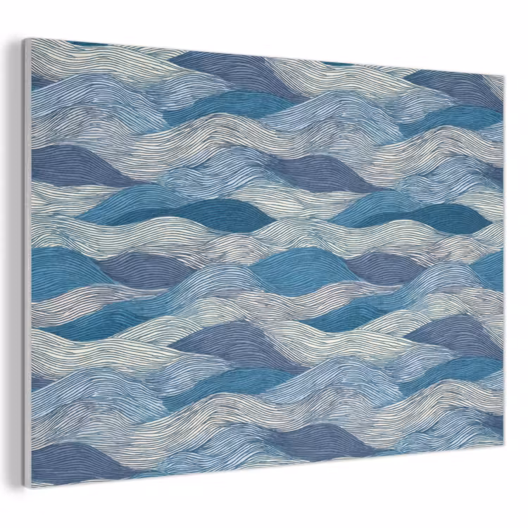 Getekend - Blauw - Wit - Golvend - Streepjes PET vilt klein 837 -3d