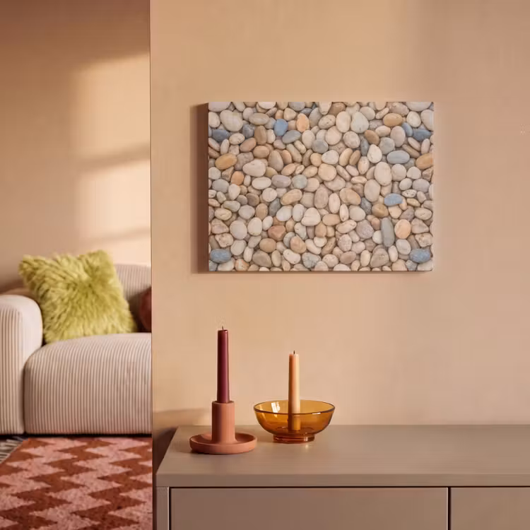 Kiezelstenen - Natuur - Textuur - Beige - Grijs PET vilt klein -sfeer1