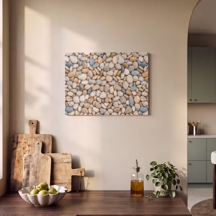 Kiezelstenen - Natuur - Textuur - Beige - Grijs PET vilt klein -sfeer2