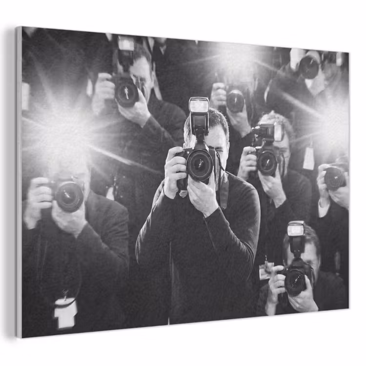 Mensen - Camera - Flitslicht - Zwart-wit - Media PET vilt klein -3d